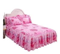 Jupe de Lit, Cache Sommier Élastique Ensemble de 3 pièces, Couvre-lit en Dentelle ajourée, Jupe lit Queen Size, Double épaisseur, Housse à Volants Anti-poussière, Simple et(K,Design120x200cm)