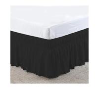 Jupe de Lit, Cache Sommier Élastique Jupe De Lit Élastique Volants Douce Enveloppante Couleur Unie Résistante À La Décoloration Double King(Black,Twin 190.5x99x40cm)