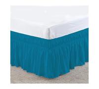 Jupe de Lit, Cache Sommier Élastique Jupe De Lit Élastique Volants Douce Enveloppante Couleur Unie Résistante À La Décoloration Double King(Blue Green,Twin 190.5x99x40cm)