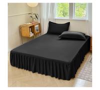 Jupe de lit Cache-sommier uni à Quatre Coins avec Bande élastique for Matelas Double/Double/Queen/King Size pour décoration du lit(Color-6,Full 137x190cm)