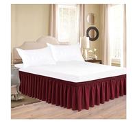 Jupe de lit classique épaisse couleur unie Jupe de lit à volants bien faite avec tissu infroissable et résistant à la décoloration et ceinture élastique élargie (couleur : bordeaux, taille : 160 x 200