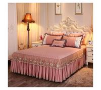 Jupe De Lit Couvre-lit en Dentelle, Style Jupe de lit, Pince en Coton d'une Seule pièce, Housse de Protection épaisse, antidérapante 1.5m/1.8m(Dark Pink,200x220cm 1pc)