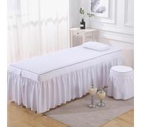 Jupe De Lit De Table De Massage avec Trou De Visage Couverture De Matelas De Lit De Massage Spa Linge De Massage Spa pour Le Salon De Beauté Lavable Tête Carrée Ronde,Blanc,70 * 185cm(S)