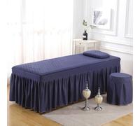 Jupe De Lit De Table De Massage avec Trou De Visage Couverture De Matelas De Lit De Massage Spa Linge De Massage Spa pour Le Salon De Beauté Lavable Tête Carrée Ronde,Bleu,80 * 190cm(S)