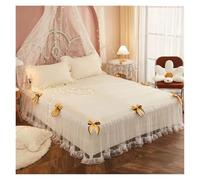 Jupe De Lit Drap de lit Double en Dentelle, Jupe, Couvre-lit élastique avec taies d'oreiller, Ensemble de literie, Drap de lit King Size, 3 pièces/Ensemble(D,180X200CM)