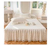 Jupe de Lit Drap de lit en Dentelle Blanche, Jupe, Couvre-lit Queen/King Size, uni Couleur Unie for Double (taie d'oreiller à Commander)(01,200x220cm 1pcs)