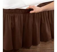 Jupe de lit élastique à Volants de Couleur Unie, Facile d'entretien, matériau Respirant en Microfibre Douce(Brown,200x200x45cm)