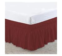 Jupe de lit élastique à volants - Doux et confortable - Résistant à la décoloration - Couleur unie - Pour lit simple, double, queen, king size (bordeaux, queen size, 203 x 153 x 40 cm)