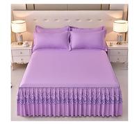 Jupe De Lit Élastique Luxe, Design Plissé Réglable en Polyester Qualité Supérieure, Volants Anti-poussière for Chambre Et Chambre d'amis, Lavable en Machine(Purple,180 * 200cm)