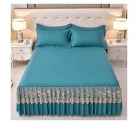 Jupe De Lit Élastique Luxe, Design Plissé Réglable en Polyester Qualité Supérieure, Volants Anti-poussière for Chambre Et Chambre d'amis, Lavable en Machine(Blue,180 * 200cm)