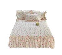Jupe de lit en Coton 1 pièce, Format Queen/King, imprimée à Fleurs, avec Volants, for Simple pour la Chambre(Xunmeng,150x200x45cm 1pc)