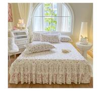 Jupe De Lit en Dentelle 1 pièce Jupe de lit en Dentelle + 2 pièces taies d'oreiller literie Couvre-Lits Drap Rose Dentelle Ensemble de literie lit for Fille Couvre-lit(09,Queen 180x200cm 3pc)