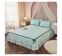 Jupe De Lit en Dentelle Drap de lit en Dentelle, Jupe élastique, Couvre-lit Double avec taies d'oreiller, Ensemble de literie, Drap de lit élastique, Taille King, 3 pièces(B,150x200cm)