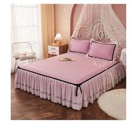 Jupe De Lit en Dentelle Drap de lit en Dentelle, Jupe élastique, Couvre-lit Double avec taies d'oreiller, Ensemble de literie, Drap de lit élastique, Taille King, 3 pièces(I,180x200cm)