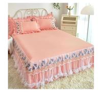Jupe De Lit en Dentelle Jupe de Drap de lit en Dentelle, Couvre-lit Queen/King Size, Jupes de lit Unies de Couleur Unie for lit Double (taie d'oreiller à Commander)(02,180x200cm 3pcs)