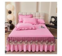 Jupe De Lit en Dentelle Jupe de lit de Couleur Unie, Couvre-lit de Style Dentelle, Couvre-lit brossé, Linge de lit Queen/King Size(Color1,180x200x45cm 1pc)