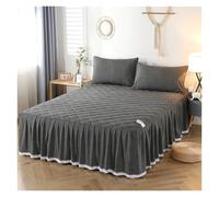 Jupe De Lit en Dentelle Jupe de lit matelassée avec Dentelle, Couvre-lit Chaud et épais, avec Dentelle, Ensemble King, 200x220, for l'hiver(Color2,2pcs 48x74cm)