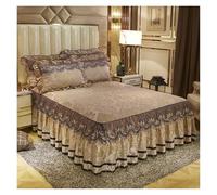 Jupe De Lit En Dentelle Literie en velours, jupe de lit, taies d'oreiller, couvre-lit matelassé, dentelle brodée, couverture de matelas à volants, drap de lit, Textile de maison(C,3pcs Design 180x200)