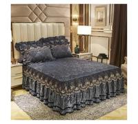 Jupe De Lit en Dentelle Literie en Velours, Jupe de lit, taies d'oreiller, Couvre-lit matelassé, Dentelle brodée, Couverture de Matelas à Volants, Drap de lit, Textile de Maison(E,1pcs Skirt 180x200)