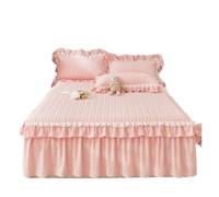 Jupe de lit épaisse Bonenjoy, Housse matelassée, protège-Matelas uni, Couvre-lit à Volants pour la Chambre(Yinghuafen,180x200x40cm 1pc)
