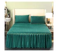 Jupe De Lit Et Drap-Housse 2 en 1 en Velours De Qualité Supérieure for Une Décoration Luxueuse Chambre, D'hôtel Ou Studio(Dark Green,120 * 200cm)