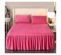 Jupe De Lit Et Drap-Housse 2 en 1 en Velours De Qualité Supérieure for Une Décoration Luxueuse Chambre, D'hôtel Ou Studio(Dark Pink,150 * 200cm)