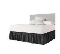 Jupe De Lit Jupe de lit à Volants Anti-poussière enveloppante épaisse - Sangle élastique Facile à Installer plissée avec Tissu - sans Plis, Lavable en Machine(Black,Full 120x200x38cm)