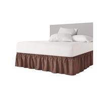 Jupe De Lit Jupe de lit à Volants Anti-poussière enveloppante épaisse - Sangle élastique Facile à Installer plissée avec Tissu - sans Plis, Lavable en Machine(Brown,Queen 150x200x38cm)