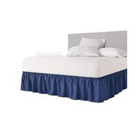 Jupe De Lit Jupe de lit à Volants Anti-poussière enveloppante épaisse - Sangle élastique Facile à Installer plissée avec Tissu - sans Plis, Lavable en Machine(Blue,135x190x38cm)