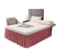 Jupe de lit Jupe de lit à Volants enveloppante Couleur Unie avec Tissu élastique Double Couche résistant la décoloration - Chute 15 Pouces pour décoration du lit(Bean Paste,Queen 150x200x38cm)