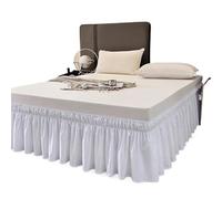 Jupe De Lit Jupe de lit à Volants enveloppante de Couleur Unie avec Tissu élastique à Double Couche résistant à la décoloration - Chute de 15 Pouces(White,Twin 90x190x38cm)