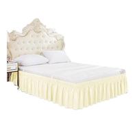 Jupe De Lit Jupe de lit à Volants enveloppante de Couleur Unie avec Tissu élastique à Double Couche résistant à la décoloration - Chute de 15 Pouces(Beige Yellow,140x200x38cm)