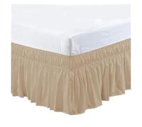 Jupe De Lit Jupe de lit élastique à Volants, Douce, Confortable, enveloppante, résistante à la décoloration, Couleur Unie, for lit Double, Complet, Queen, King(Brown,Full 190.5x137x40cm)