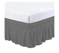 Jupe de Lit Jupe de lit élastique à Volants, Douce, Confortable, enveloppante, résistante la décoloration, Couleur Unie, for Double, Complet, Queen, King(Dark Grey,King 203x198x40cm)