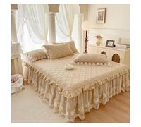 Jupe De Lit Jupe de lit en Dentelle Florale, Ensemble de Jupe de lit matelassé à Volants for Filles, avec taies d'oreiller, for lit Queen Size et King Size(Color 1,1.8x2m 5Pcs)