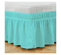 Jupe De Lit Jupe de lit Enveloppe Autour des Jupes élastiques Lit Voudges poussière de poussière Ventille Volet Solide Couleur Lit Jumeaux Twin/Full/Queen/King 15 Pouces(Sky Green,Queen)