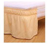 Jupe De Lit Jupe de lit Enveloppe Autour des Jupes élastiques Lit Voudges poussière de poussière Ventille Volet Solide Couleur Lit Jumeaux Twin/Full/Queen/King 15 Pouces(Beige Yellow,Full)