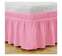 Jupe De Lit Jupe de lit Enveloppe Autour des Jupes élastiques Lit Voudges poussière de poussière Ventille Volet Solide Couleur Lit Jumeaux Twin/Full/Queen/King 15 Pouces(Pink,Twin)