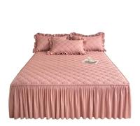 Jupe De Lit Jupe de lit épaisse, Couvre-lit Couleur Unie, protège-Matelas matelassé, Doux for la Peau, sans taie d'oreiller(Color 1,180x200cm)