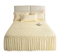 Jupe De Lit Jupe de lit épaisse, Couvre-lit Couleur Unie, protège-Matelas matelassé, Doux for la Peau, sans taie d'oreiller(Color 4,150x200cm)