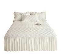 Jupe De Lit Jupe de lit épaisse, Couvre-lit Couleur Unie, protège-Matelas matelassé, Doux for la Peau, sans taie d'oreiller(Color 2,180x220cm)