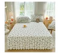 Jupe de lit Jupe de lit matelassée en Coton lavé, Couvre-Matelas à Fleurs fraîches, Couvre-lit Falda cama, décoration Chambre Coucher, 150x200, 1 pièce pour décoration du lit(1,200x220cm 1pc)