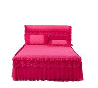 Jupe de lit rembourrée épaisse - Couvre-lit plat matelassé doux et chaud sans taie d'oreiller pour la maison (Rouge 1, jupe 120 x 200 cm)