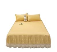 Jupe de lit Rose élégante Princesse, Motif Dentelle et Volants, Couvre-lit Simple Couche, Doux agréable au Toucher. Copriletti in Pizzo pour la Chambre(Yellow,1PC-150x200cm)