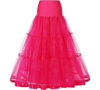 Jupe de mariée en polyester de couleur unie longue longueur régulière pour un usage formel et domestique (L rose rouge)