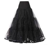 Jupe de mariée en polyester de couleur unie longue longueur standard pour un usage formel et domestique (taille M, noir)
