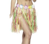 Jupe De Plage Hawaïenne Multi + Fleurs Adultes 46cm Hula Accessoire De Costume