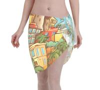 Jupe De Plage Island of Cuba Black Courte Bikini Cover Up Étémaillots De Bain Mousseline Cache Maillot De Bain Cover Ups Wrap De Plage pour Ete