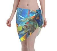 Jupe De Plage The Underwater World Tropical Fish Black Sarongs Cache Maillot De Bain Vacances Mousseline Couverture De Bikini Accessoire Bikini Cover Up pour Cover Ups