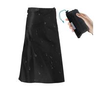 Jupe de pluie ultralégère en nylon 150D, doublure imperméable pour cyclisme, équitation, camping, randonnée, jupe de pluie pliable avec pochette de rangement (noir)